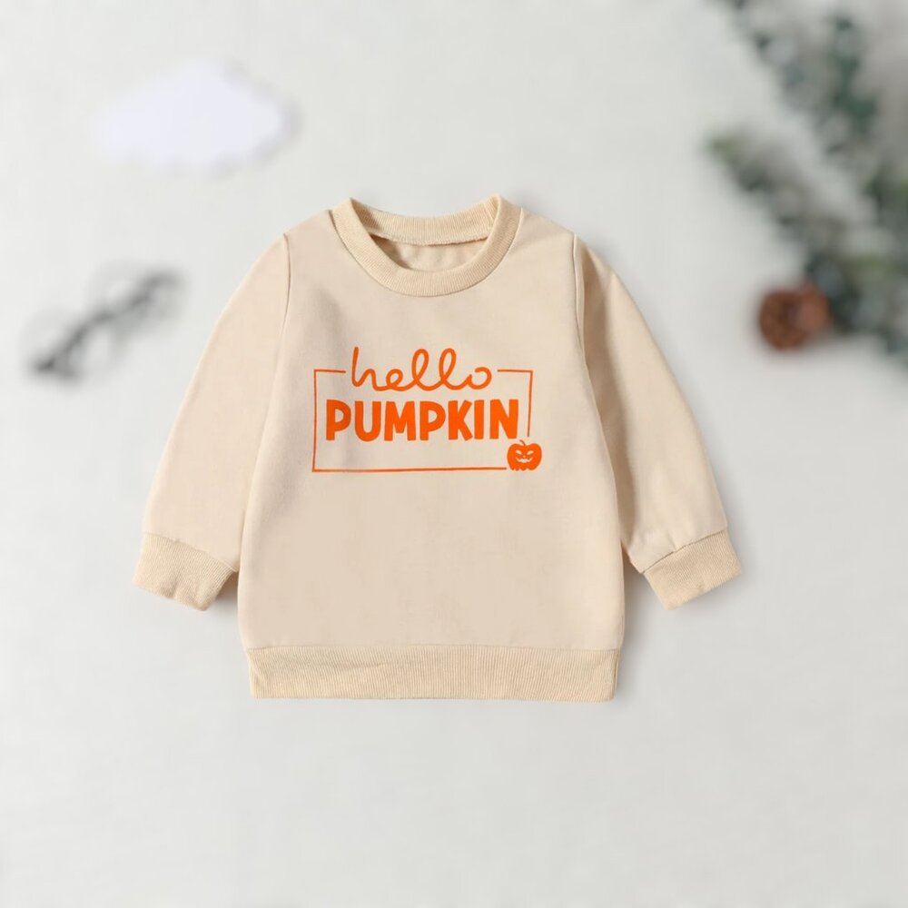 9-12 Month Toddler Halloween Pumpkin Letter Print Crewneck Sweatshirt-New! Light